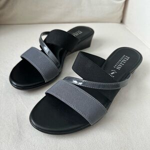 Black & Slate Grey wedge sandals